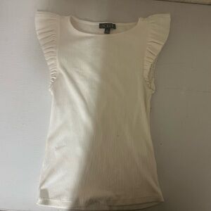 J. Crew Cream Ruffled Sleeve Blouse